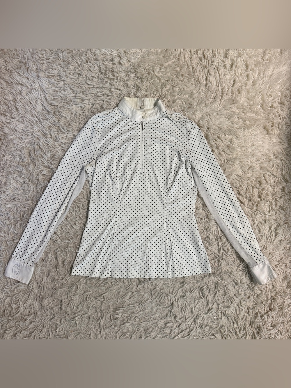 Women’s Large Polka Dot Emcee Equestrian Long Sleeve Horseback Riding Show Shirt